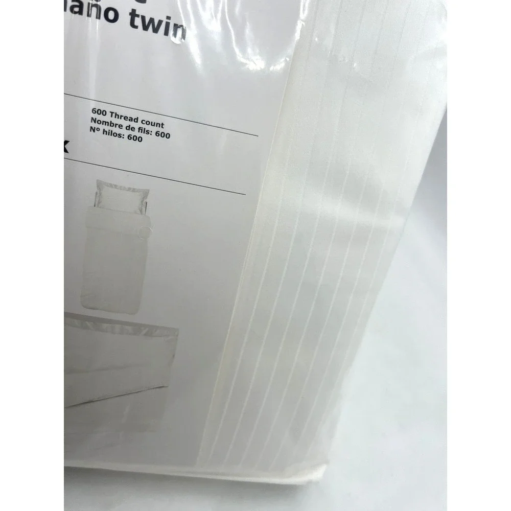 New Ikea Hastskrappa Twin Duvet cover and pillowcase, white 600 Thread count